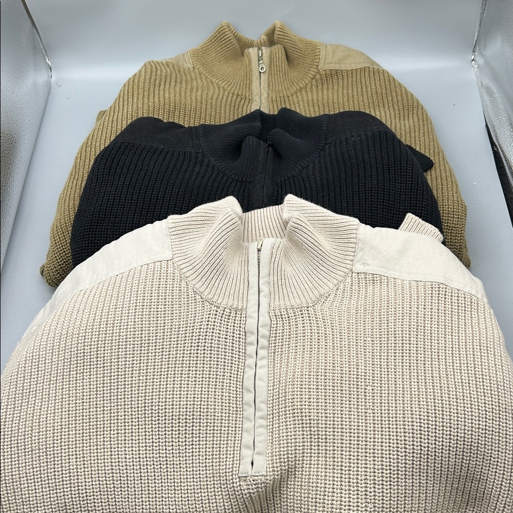 3 pack Orvis Knit Sweater Mens 1/4 zip HEAVY and durable. Thick sweaters